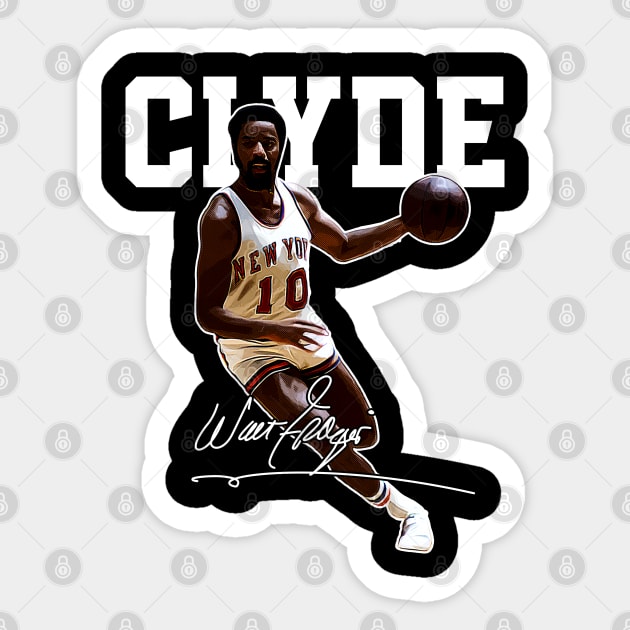 Walt Frazier The Clyde Basketball Legend Signature Vintage Retro 80s 90s Bootleg Rap Style Sticker by CarDE